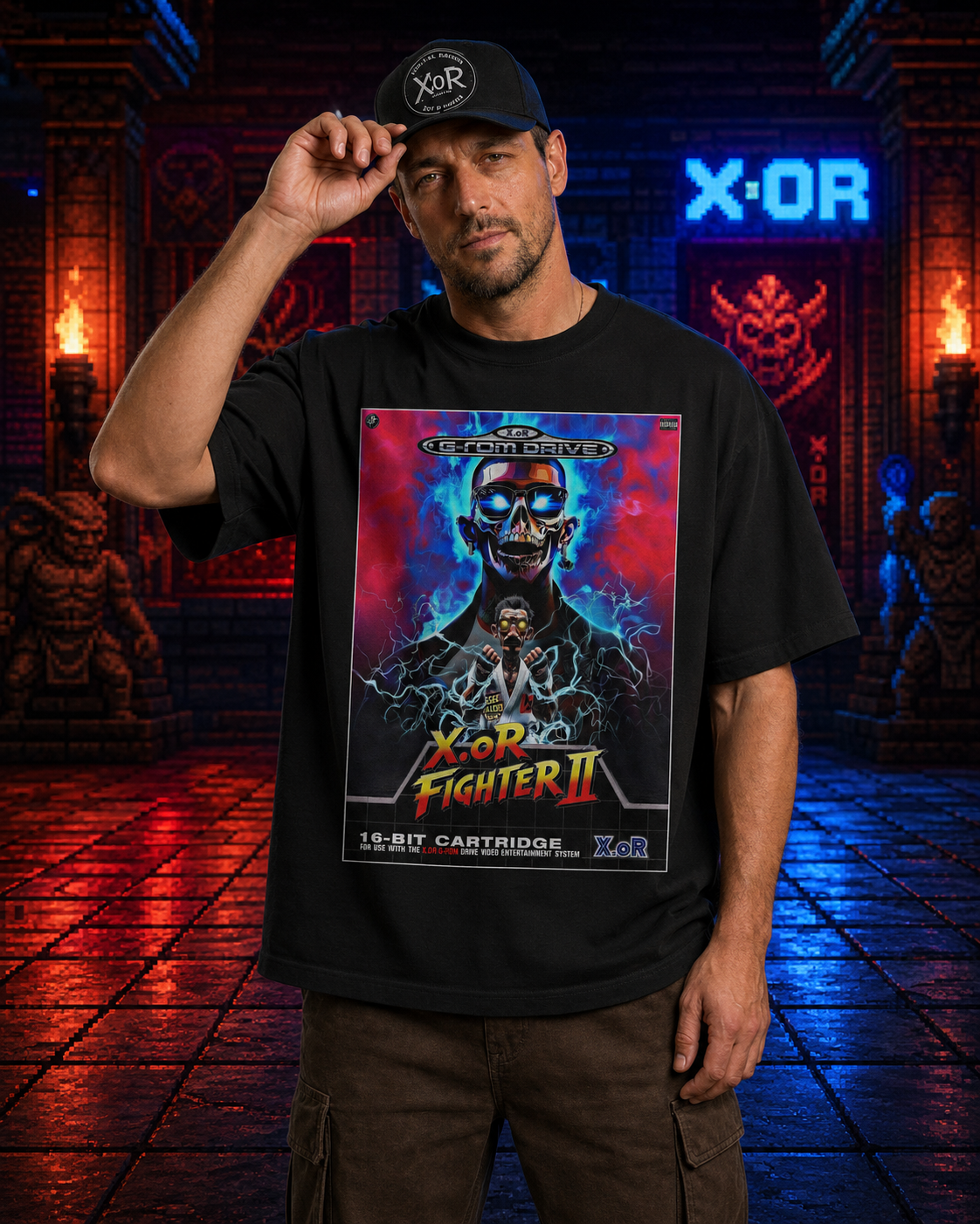X.oR Fighter II — Unisex Boxy Tee | 16-Bit Edition